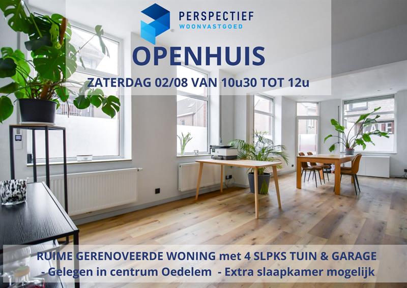 - BEZOEKMOMENT ZATERDAG 02/08 VAN 10U30 TOT 12U - RUIME GERENOVEERDE WONING met 4 slpks (5) TUIN & GARAGE - 1