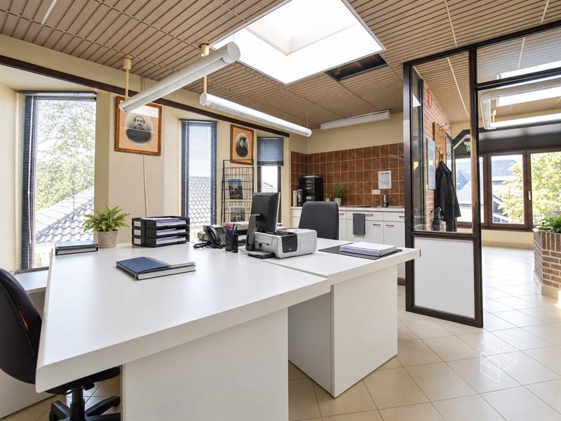 Grote loods met burelen, 3 garages, ruime buitenruimte en woning te koop in Hertsberge - 9